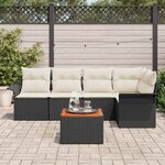 vidaXL Ensemble de canapé de jardin avec coussin 6 Pièces Noir et Crème