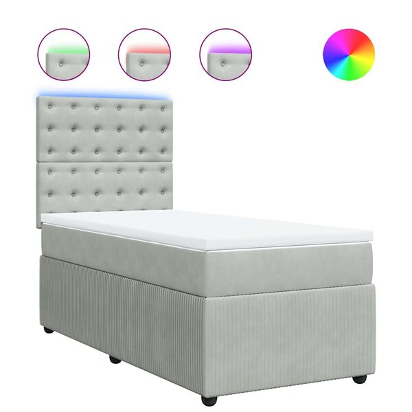 vidaXL Sommier à lattes de lit et matelas Gris clair 90x190 cm Velours