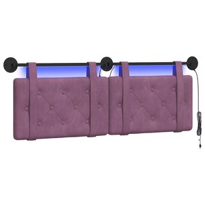 vidaXL Tête de lit suspendue Avec lumière LED Pourpre Velours