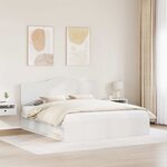 vidaXL Cadre de lit avec tête de lit Blanc 200 x 200 cm Pin massif