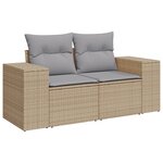 Set de Canapés de Jardin 9 pièces avec Coussins Beige Rotin Poly Acacia