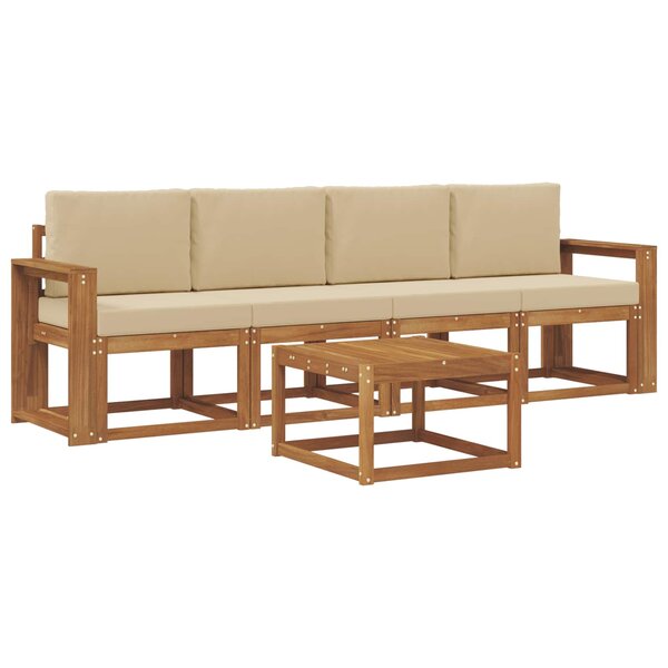 vidaXL Ensemble de canapés d'extérieur 5 Pièces Naturel et Beige