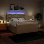 vidaXL Sommier à lattes de lit avec matelas Crème 200x200 cm Tissu
