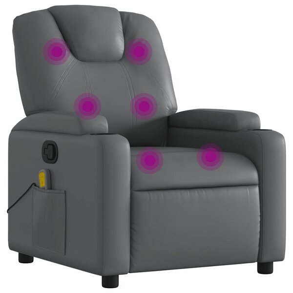 vidaXL Fauteuil de massage inclinable Gris Similicuir