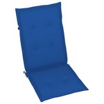 vidaXL Chaise de jardin avec coussins bleu royal Bois de teck massif