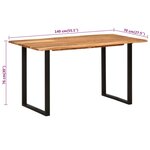 vidaXL Table de salle à manger 140x70x76 cm Bois d'acacia solide