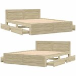 vidaXL Cadre de lit tête de lit sans matelas chêne sonoma 150x200 cm