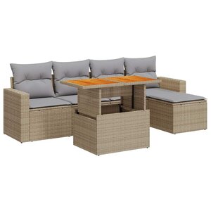 vidaXL Salon de jardin avec coussins 6 Pièces beige résine tressée