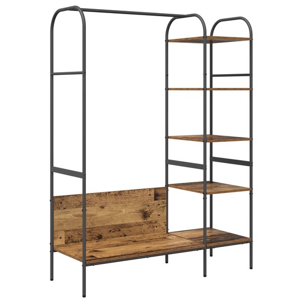 vidaXL Porte-vêtements avec étagères Vieux bois 120x44x160 cm Bois d'ingénierie