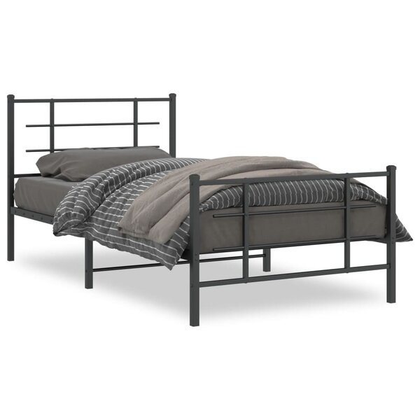 vidaXL Cadre de lit métal sans matelas avec pied de lit noir 107x203cm