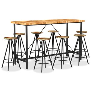 vidaXL Ensemble de bar 9 Pièces Bois d'acacia et de récupération massif