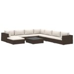 vidaXL Salon de jardin 9 Pièces avec coussins résine tressée marron