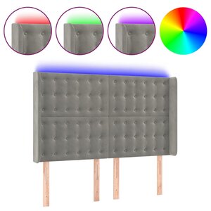 vidaXL Tête de lit à LED Gris clair 147x16x118/128 cm Velours