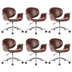 vidaXL Chaises pivotantes à manger lot de 6 marron similicuir