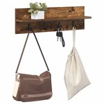 vidaXL Porte-manteau mural avec étagère Chêne fumé 60 x 10.5 x 18 cm