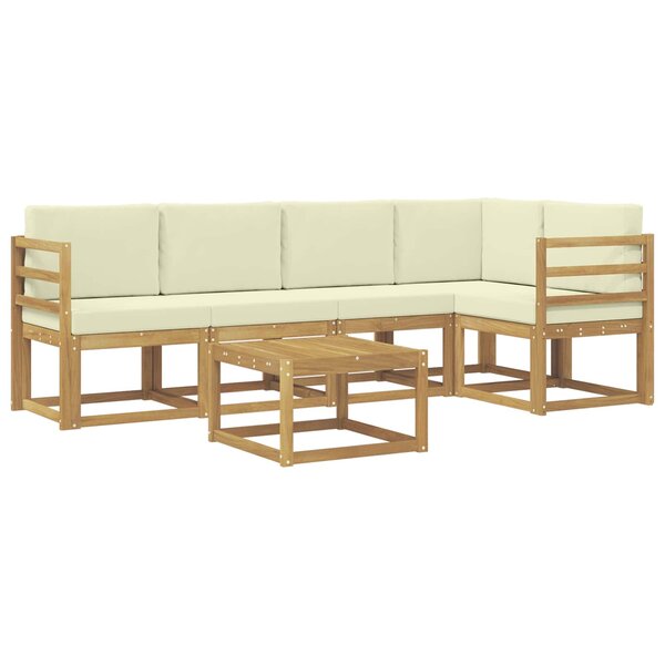 vidaXL Ensemble de canapés d'extérieur 6 pc Blanc et crème