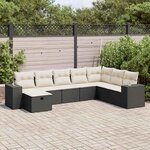 vidaXL Salon de jardin 8 Pièces avec coussins noir résine tressée