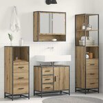 vidaXL Ensemble de mobilier de salle de bain 4 Pièces Chêne artisanal