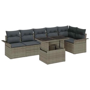 vidaXL Ensemble de canapé de jardin 7 pc Gris polyrotin