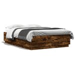 vidaXL Cadre de lit avec lumières LED chêne fumé 120x200 cm