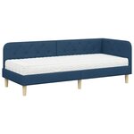 vidaXL Cadre de lit d'angle avec matelas Bleu 80 x 200 cm tissu