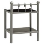 vidaXL Table de chevet Gris et noir 45x34 5x60 5 cm Métal et verre