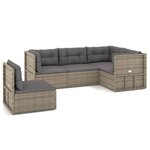 vidaXL Salon de jardin 5 Pièces avec coussins Gris Résine tressée