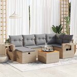 vidaXL Salon de jardin avec coussins 7 Pièces beige résine tressée