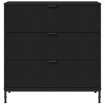 vidaXL Buffet avec tiroir Noir 79 5 x 33 x 82 cm Bois d'ingénierie