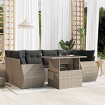 vidaXL Salon de jardin avec coussins 7 Pièces gris clair résine tressée
