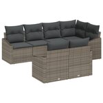 vidaXL Ensemble de Canapé de Jardin 7 Pièces avec Coussins Gris Poly Rattan