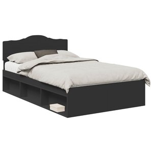 vidaXL Cadre de lit Noir 120 x 190 cm Bois de pin massif