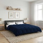 vidaXL Duvet d'hiver Matelassé Bleu foncé 220 x 240 cm Microfibre