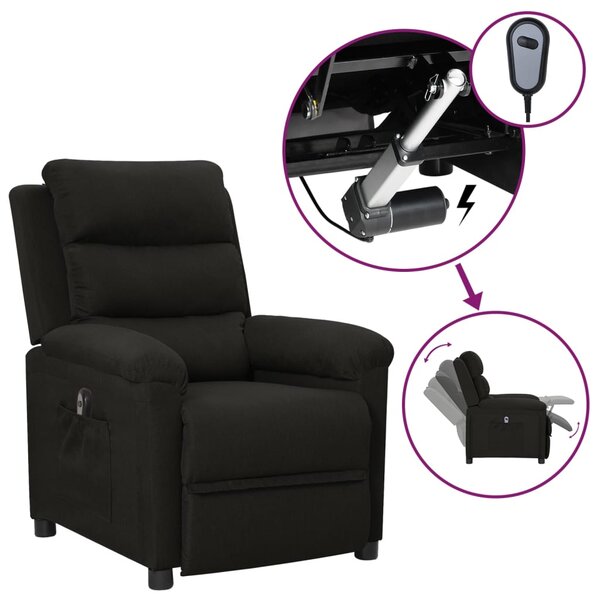 vidaXL Fauteuil inclinable électrique Noir Tissu