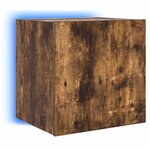 vidaXL Meuble TV mural avec lumières LED chêne fumé 40 5x35x40 cm