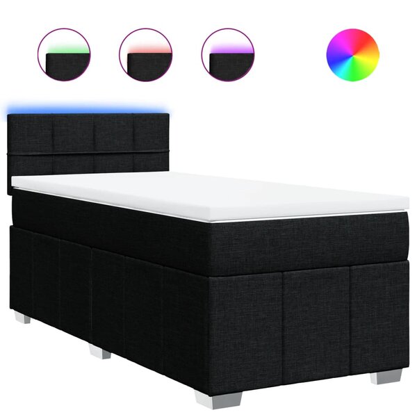 vidaXL Sommier à lattes de lit avec matelas Noir 90x190 cm Tissu