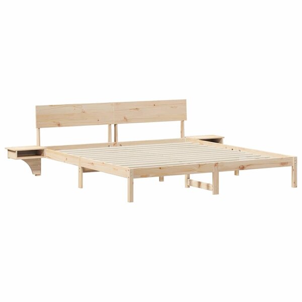vidaXL Cadre de lit avec tables de chevet Marron Bois massif en pin