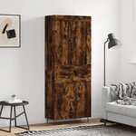 vidaXL Buffet haut Chêne fumé 69 5x34x180 cm Bois d'ingénierie