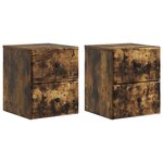 vidaXL Cabinet de chevet mural 2 Pièces Chêne fumé 34 5 x 33 x 40 cm