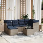 vidaXL Salon de jardin 7 Pièces avec coussins gris résine tressée