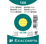 Paquet de 100 Fiches Bristol A7 jaune ligné s/s film EXACOMPTA