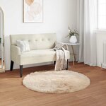 vidaXL Tapis en fausse Tafalla Beige Ø 120 cm Polyester