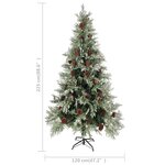 vidaXL Sapin de Noël pré-éclairé pommes de pin vert blanc 225cm PVC PE