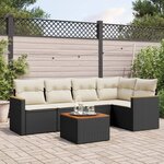 vidaXL Salon de jardin 6 Pièces avec coussins noir résine tressée
