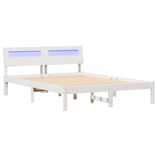 vidaXL Cadre de lit Blanc 135 x 190 cm Bois massif en pin