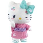 Peluche 22 cm version kawai avec kimono rose et tongs Hello Kitty