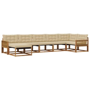 vidaXL Ensemble de canapés d'extérieur 7 Pièces Naturel et Beige