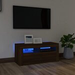 vidaXL Meuble TV avec lumières LED Chêne marron 90x35x40 cm