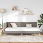 vidaXL Cadre de lit d'angle Taupe 90 cm x 190 cm Tissu et Contreplaqué