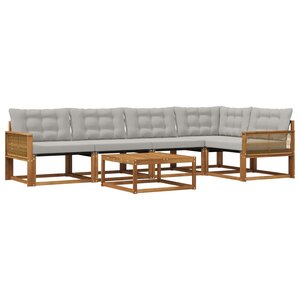 vidaXL Ensemble de canapés d'extérieur 6 Pièces Naturel et gris clair